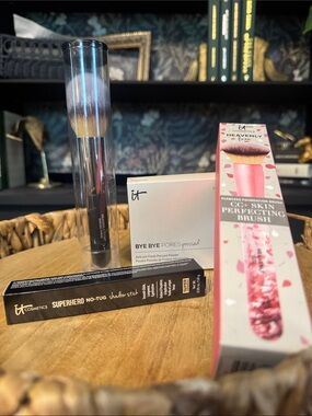 IT Cosmetics CC+ Skin Perfecting Brush + Pressed Powder + Shadow Stick Lot